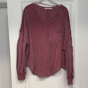 Free People Textured Pink Knit Sweatshirt
